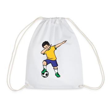 Dabbing Football Player Boys Brazil Football - Drawstring Bag - white - Front