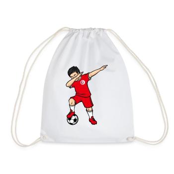 Dabbing Football Player Boys Tunisia Football - Drawstring Bag - white - Front