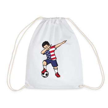 USA Dabbing Soccer Player Boys America Soccer - Drawstring Bag - white - Front