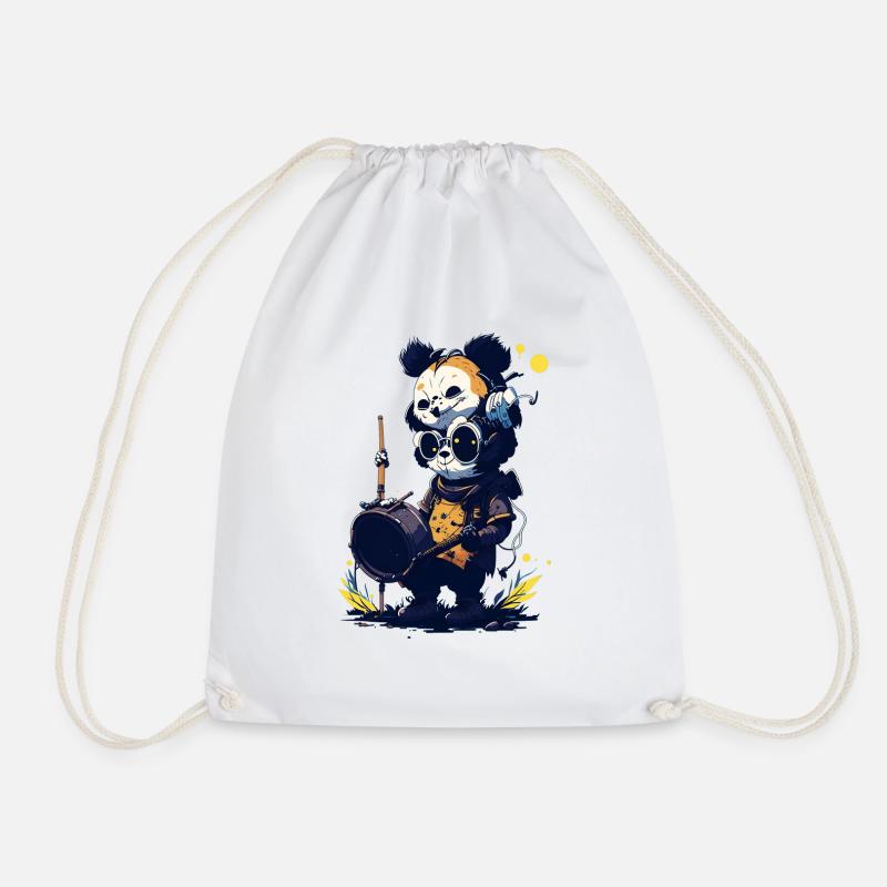 Panda da drummer - Drawstring Bag - white