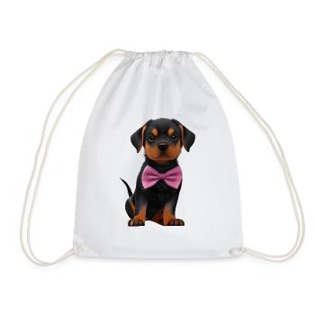 Rottweiler avec chien nœud papillon Rottweiler chiots - Sac de sport léger - blanc - Devant