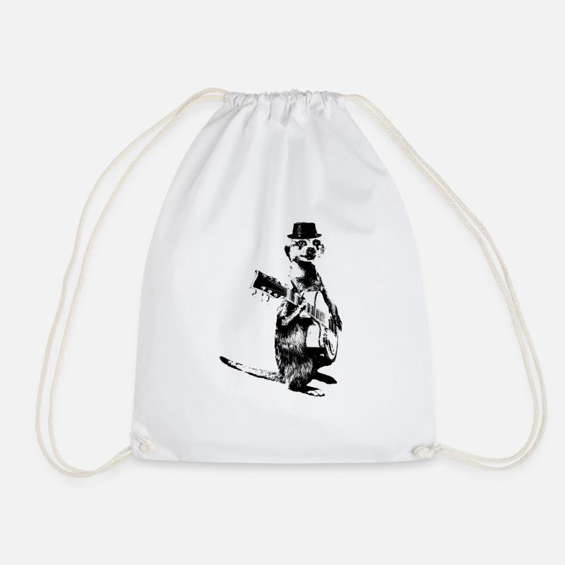 Meerkat Guitarplayer Black Hat - Turnbeutel - Weiß