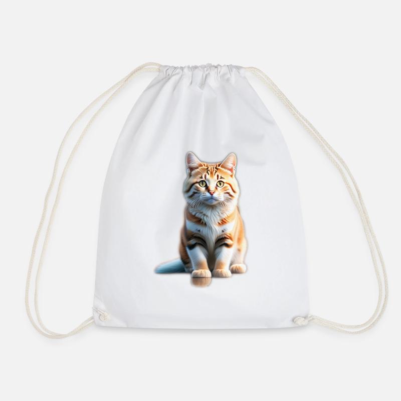 Cat - Drawstring Bag - white