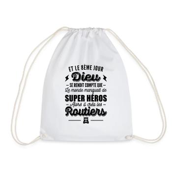 dieu créa les routiers / t-shirt humour routier - Sac de sport léger - blanc - Devant
