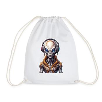 Headphones / Audio / Music / Alien / All / cool - Drawstring Bag - white - Front