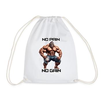 Bodybuilder / Sports / Fitness / Monkey / Muscles - Drawstring Bag - white - Front