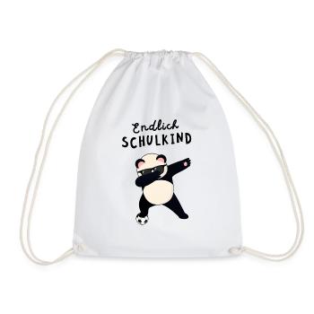Endlich Schulkind Panda Fußball Einschulung - Turnbeutel - Weiß - Vorne