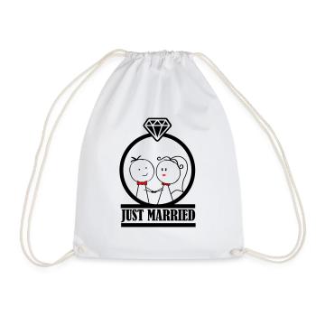 married couple just married 001 - Drawstring Bag - white - Front