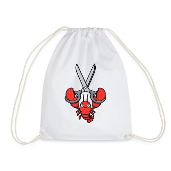 Comic Lobster Crab Lobster Spiny Lobster Gray Scissors - Drawstring Bag - white - Front