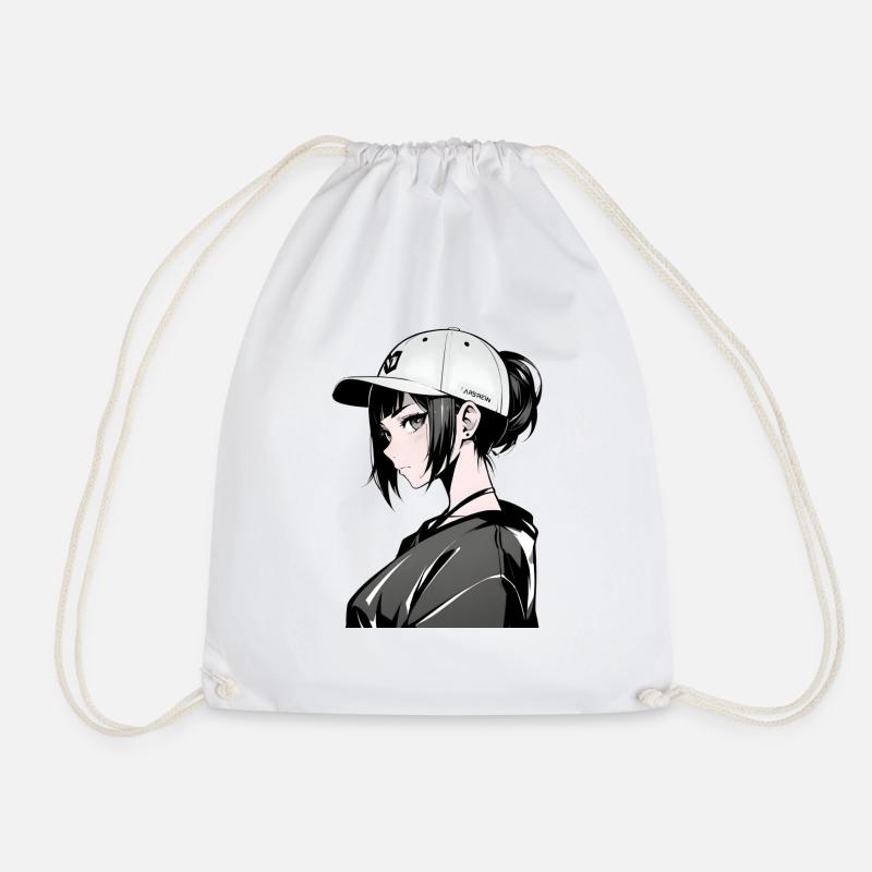 "Urban Edge: Sleek & Modern T-Shirt Designs" - Drawstring Bag - white