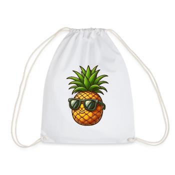 Pineapple with sunglasses - Drawstring Bag - white - Front