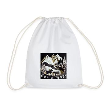 art montagne papier découpé scène alpes suisse - Sac de sport léger - blanc - Devant
