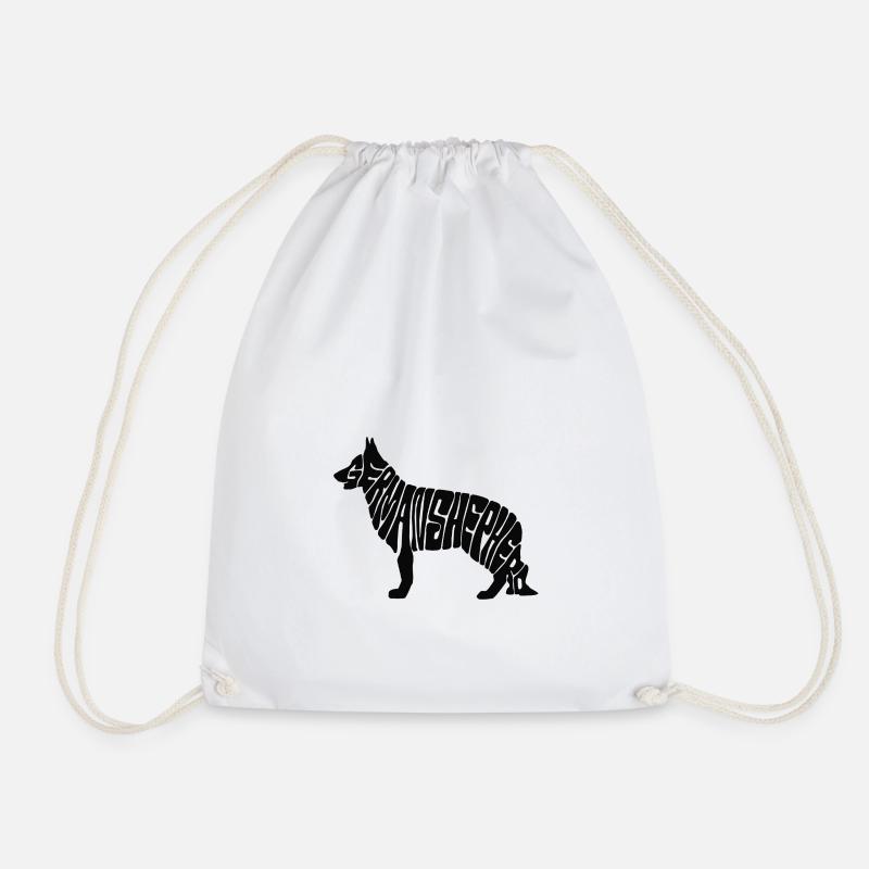 German shepherd - Drawstring Bag - white