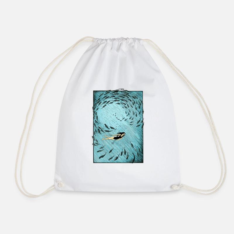 Under the water - Drawstring Bag - white