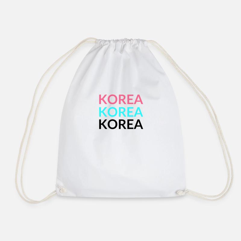 Korea - Red Blue Black - Drawstring Bag - white