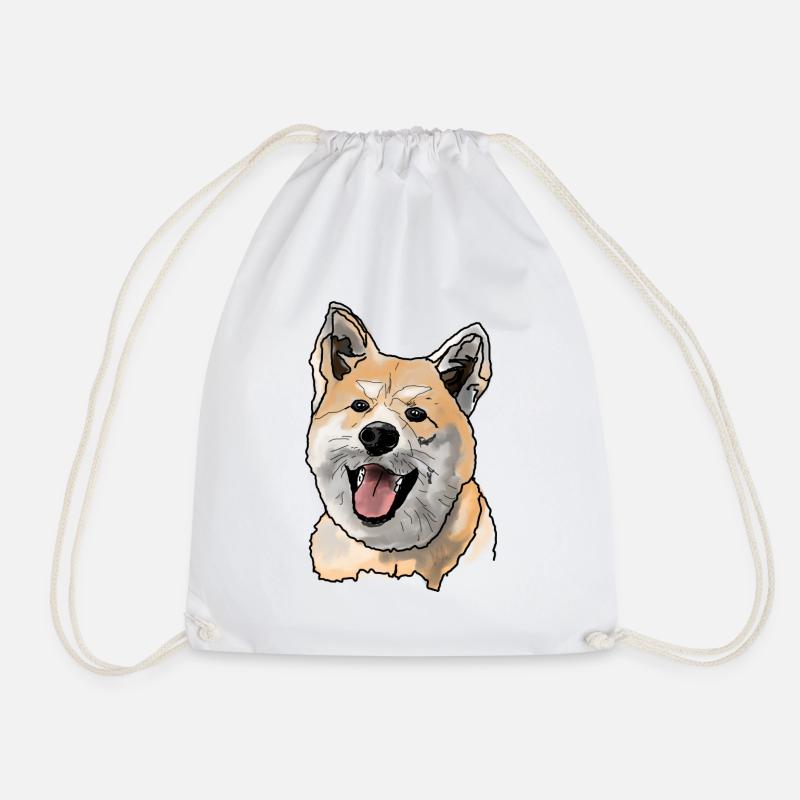 Akita Inu - Drawstring Bag - white