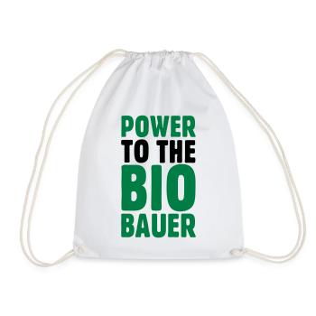 Power to the Biobauer Öko Spruch - Turnbeutel - Weiß - Vorne