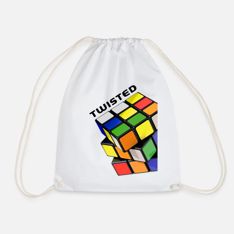 Rubik's Cube Twisted Sides - Drawstring Bag - white
