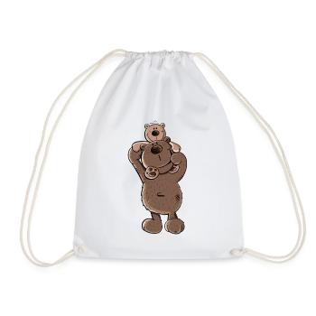 Bear Dad or Bear Brother I Siblings I Papa - Drawstring Bag - white - Front