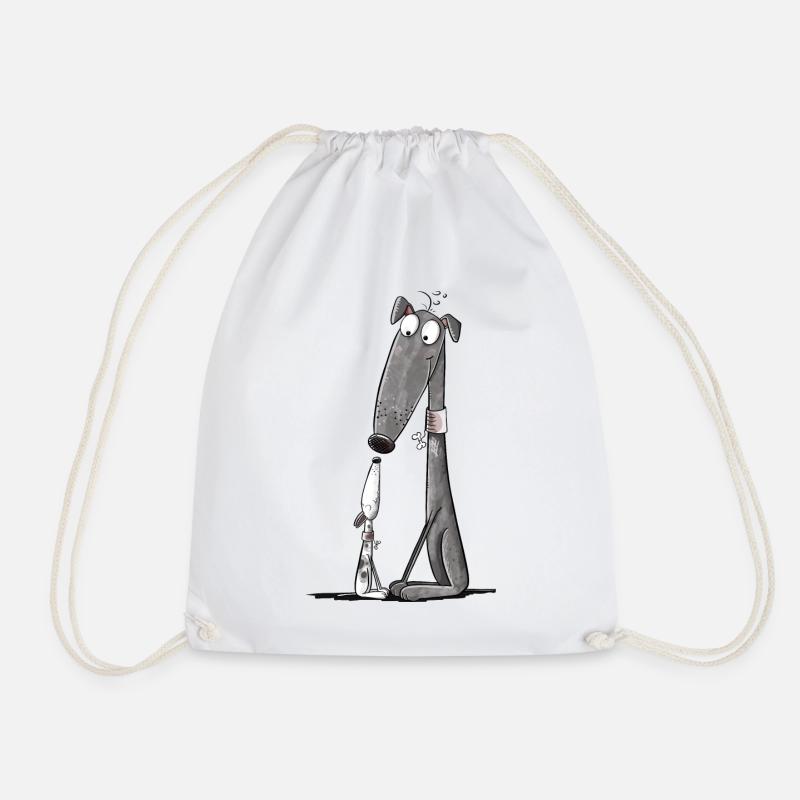Greyhound Mom with Puppy I Whippet Dog - Drawstring Bag - white