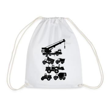 Road and construction vehicles - Drawstring Bag - white - Front