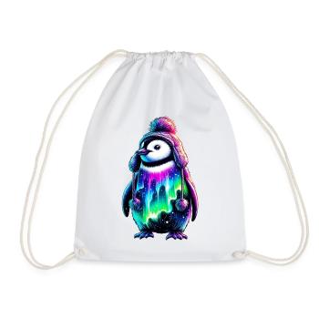 Aurora Borealis Penguin - Drawstring Bag - white - Front