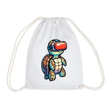 Virtual Shell: The VR Turtle - Drawstring Bag - white - Front