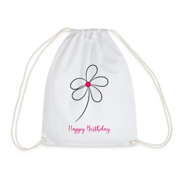 HAPPY BIRTHDAY. HAPPY BIRTHDAY. ANNIVERSARY. - Drawstring Bag - white - Front