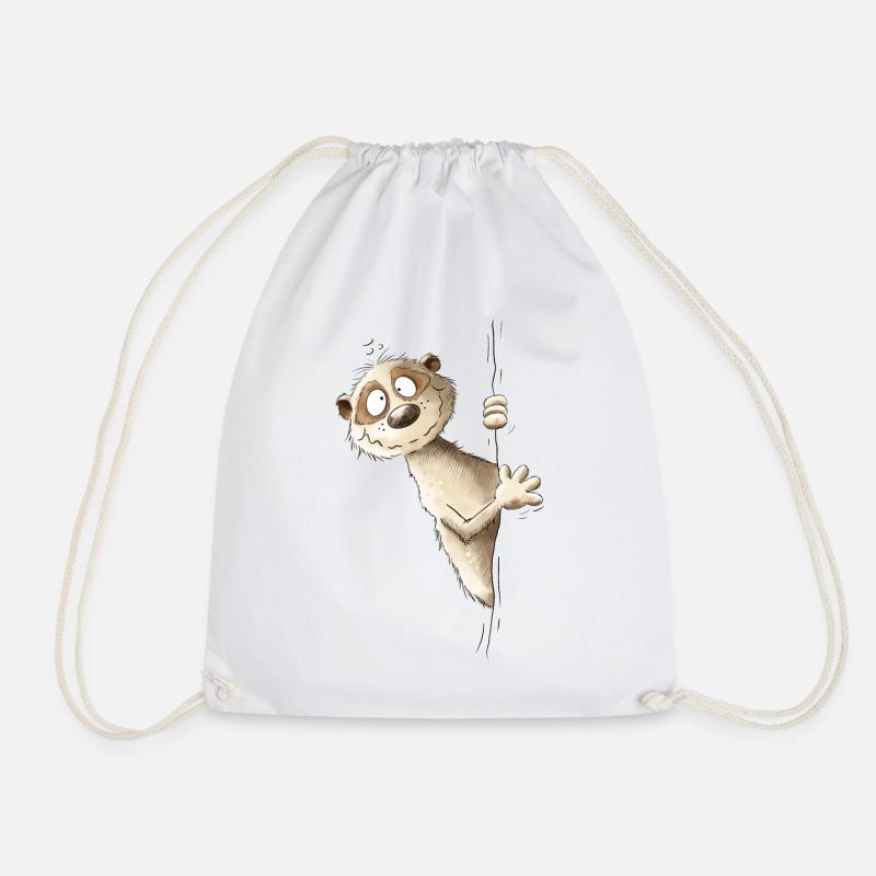 Droll Meerkat I Wild Animals - Drawstring Bag - white