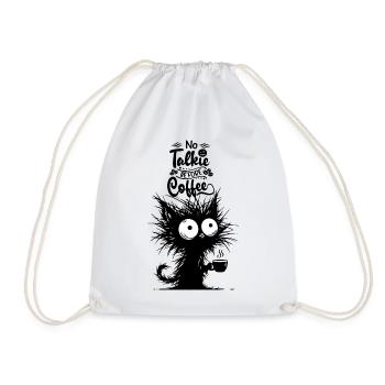 Cat Coffee Morning Grouch Late Riser Office Funny - Drawstring Bag - white - Front