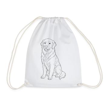 Golden Retriever Dog - Drawstring Bag - white - Front