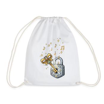 Golden Key and Music Fairy Tale - Drawstring Bag - white - Front