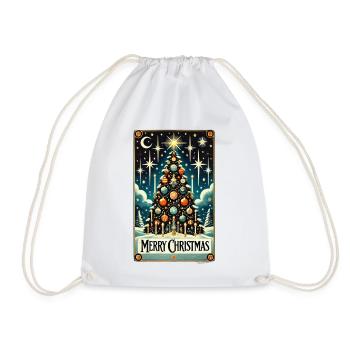 Starry Vintage Christmas Tree - Drawstring Bag - white - Front