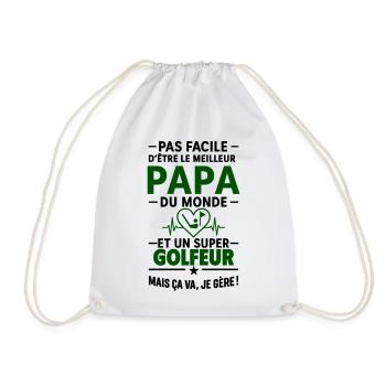 Cœur + Golf – Super Papa Golfeur - Sac de sport léger - blanc - Devant