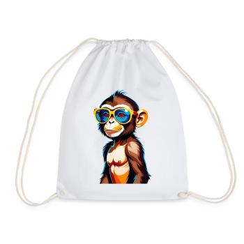 Kunterbunter Affe mit Retro-Sonnenbrille - Turnbeutel - Weiß - Vorne