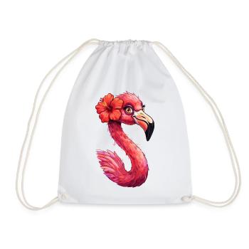 Flamingo Hibiscus Tropical Splendor - Drawstring Bag - white - Front