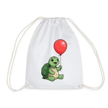 Turtle Kids T-shirt with Red Balloon - turtle - Drawstring Bag - white - Front