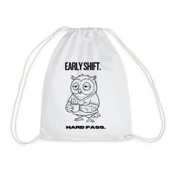 Early Shift Owl Shirt – Hard Pass - Turnbeutel - Weiß - Vorne