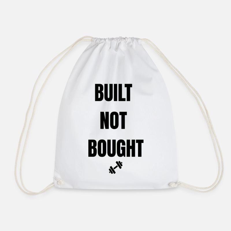 Built Not Bought - Drawstring Bag - white