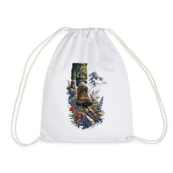 Abenteuerstiefel und Wildblumen - Turnbeutel - Weiß - Vorne