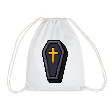 Pixel-Sarg mit goldenem Kreuz - Turnbeutel - Weiß - Vorne