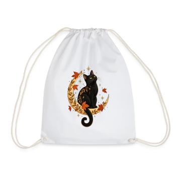Black Cat Hugging Pumpkin - Turnbeutel - Weiß - Vorne