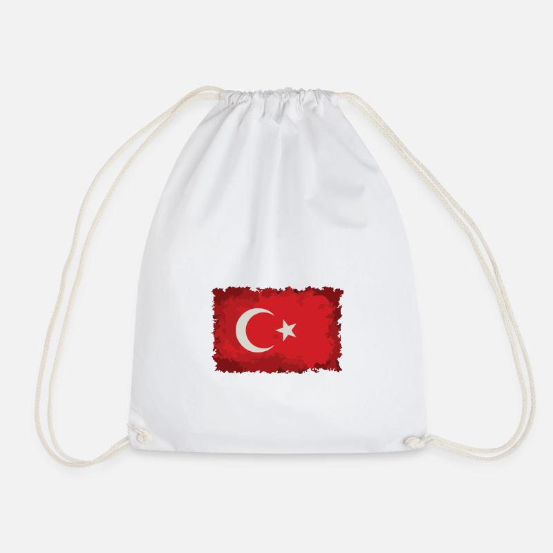 Turkey flag - Drawstring Bag - white