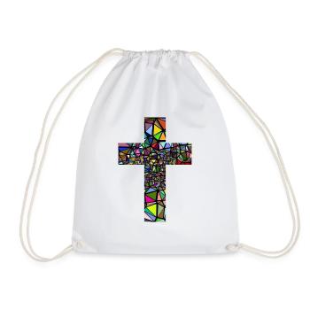 abstract cross - Drawstring Bag - white - Front
