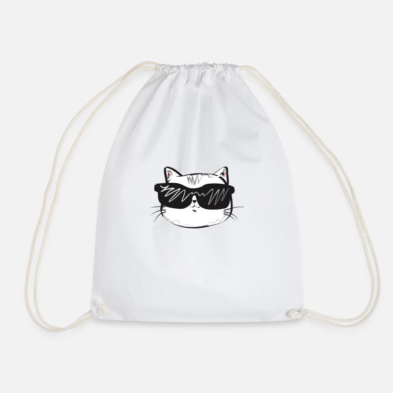 Coole Katze mit Sonnenbrille - Turnbeutel - Weiß