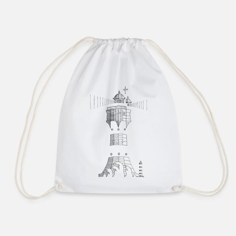 Lighthouse "Roter Sand" - Drawstring Bag - white
