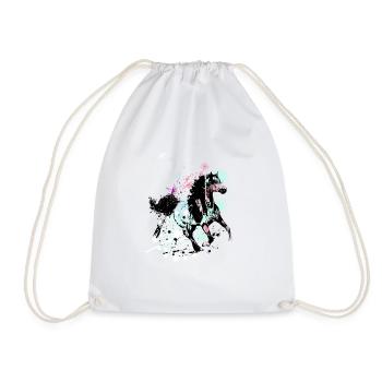 Horse,Painting,Colorful, Horses,Graffiti, Blue - Drawstring Bag - white - Front