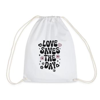Love saves the day Liebe Spruch Retro Peace - Turnbeutel - Weiß - Vorne