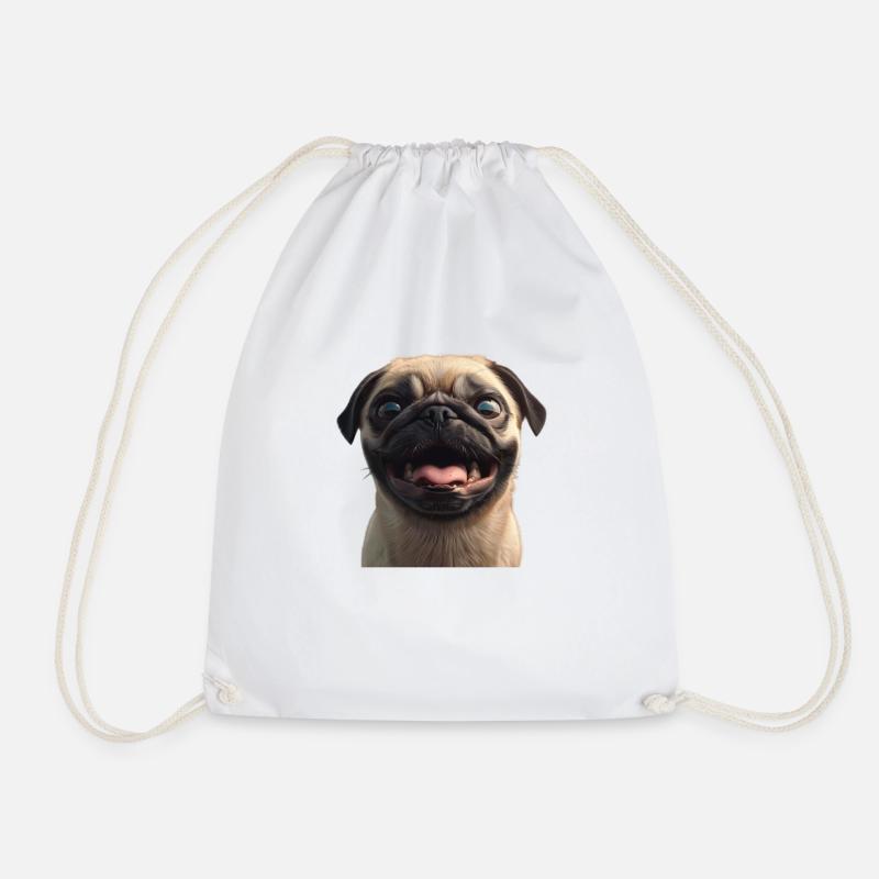 Mops mit großen Aufen 3D - Turnbeutel - Weiß