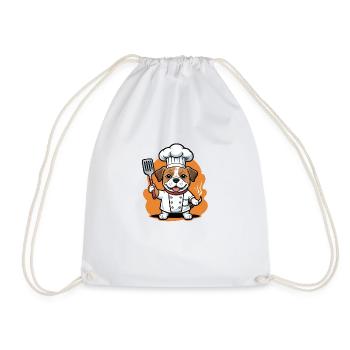 Dog Chef Dog Friends Gift Cooking BBQ - Drawstring Bag - white - Front